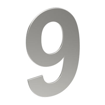 Stainless Steel Number '9' 130mm x 90mm in Satin Stainless