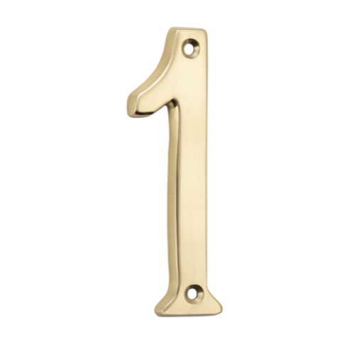 Numeral 1 Polished Brass H100mm in Polished Brass