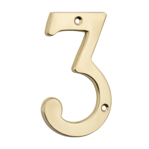 Tradco Numerals- 3 - Polished Brass / H100mm in Polished Brass