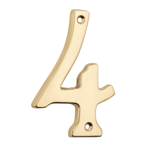 Numeral 4 Polished Brass H100mm in Polished Brass