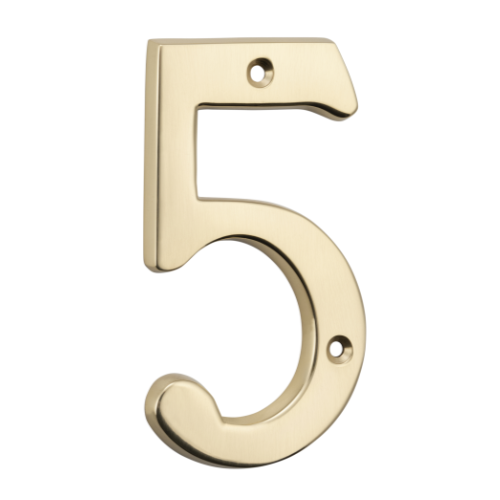 Numeral 5 Polished Brass H100mm in Polished Brass