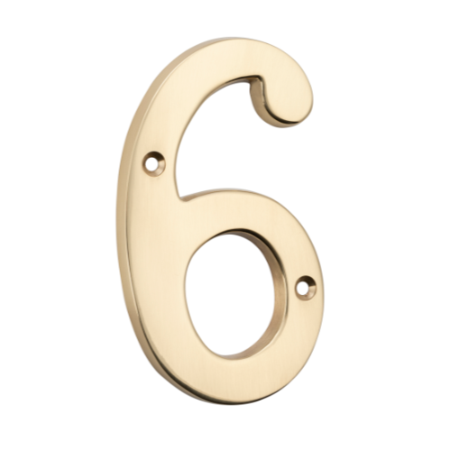 Numeral 6 Polished Brass H100mm in Polished Brass