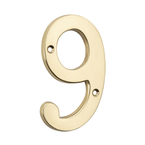 Numeral 9 Polished Brass H100mm in Polished Brass