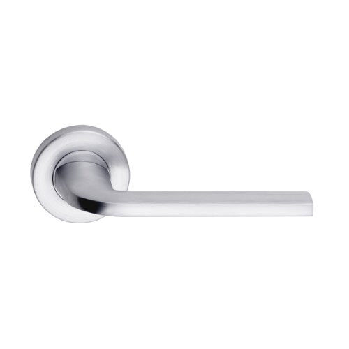MDZ Lever 01 on Ø53mm Round Rose. in Polished Chrome