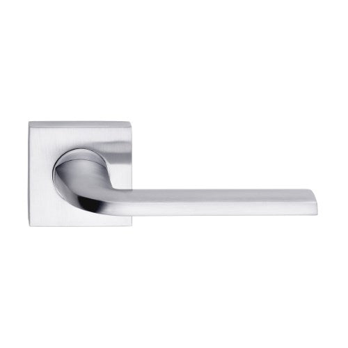 MDZ Lever 01 on 57mm x 57mm Square Rose. 316 in Polished Chrome