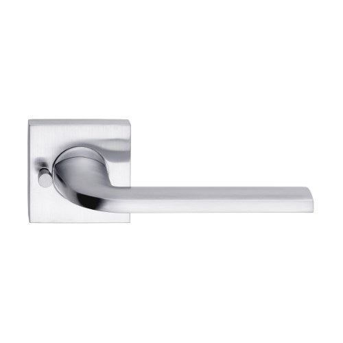 MDZ Lever 01 on Integrated Privacy 57mm x 57mm Square Rose. in Polished Chrome