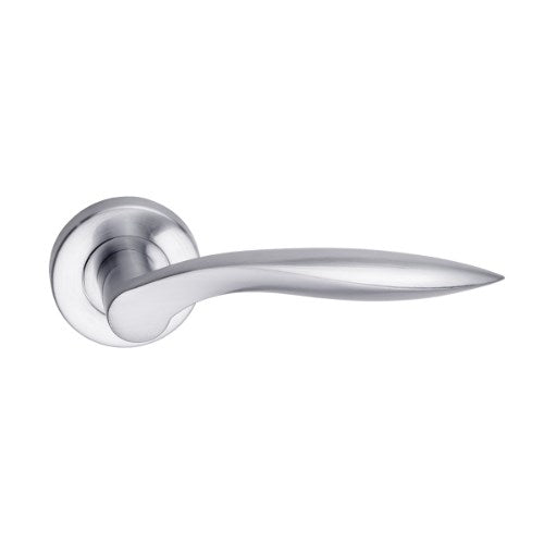 MDZ Lever 06 on Ø53mm Round Rose. in Polished Chrome