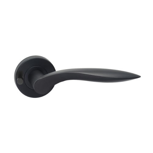 MDZ Lever 06 on Integrated Privacy Ø53 Round Rose, inc. Privacy Latch. in Black