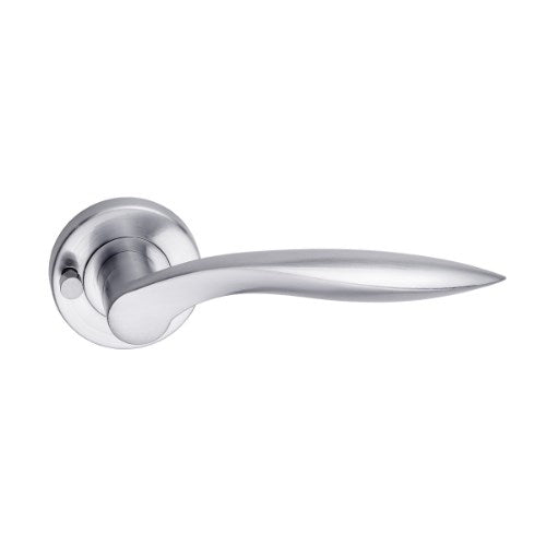 MDZ Lever 06 on Integrated Privacy Ø53 Round Rose, inc. Privacy Latch. in Polished Chrome