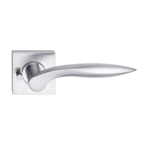 MDZ Lever 06 on Integrated Privacy 57mm x 57mm Square Rose. in Polished Chrome