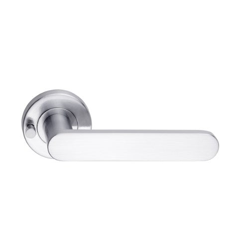 MDZ Lever 09 on Integrated Privacy Ø53 Round Rose, inc. Privacy Latch. in Polished Chrome