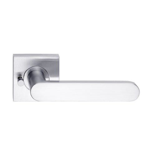 MDZ Lever 09 on Integrated Privacy 57mm x 57mm Square Rose. in Polished Chrome