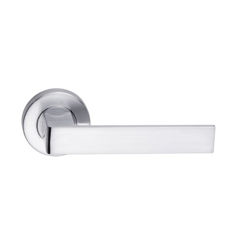 MDZ Lever 10 on Ø53mm Round Rose. in Polished Chrome