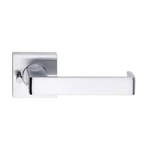 MDZ Lever 12 on Integrated Privacy 57mm x 57mm Square Rose. in Polished Chrome