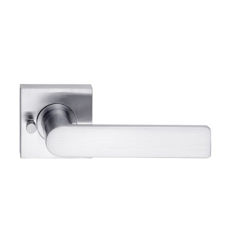 MDZ Lever 14 on Integrated Privacy 57mm x 57mm Square Rose. in Polished Chrome