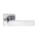 DormaKaba Madinoz Lever 014 door handle in silver finish, close-up view of the sleek lever and latch mechanism.