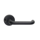 DormaKaba Madinoz Lever 018 door handle with black finish, showcasing sleek lever design on a door.