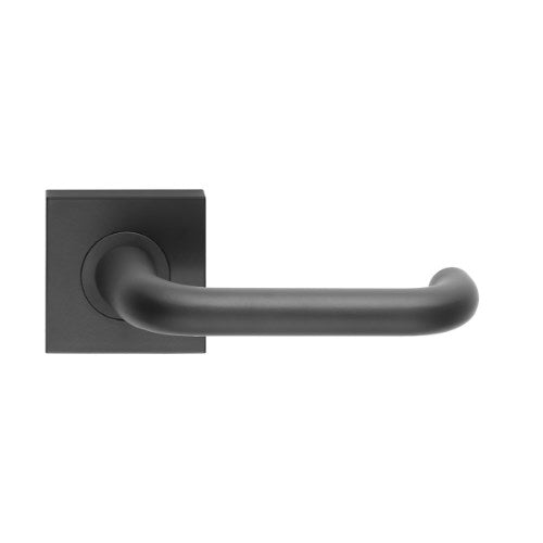 DormaKaba Madinoz Lever 018 door handle in black finish, showcasing sleek lever design and modern hardware details.
