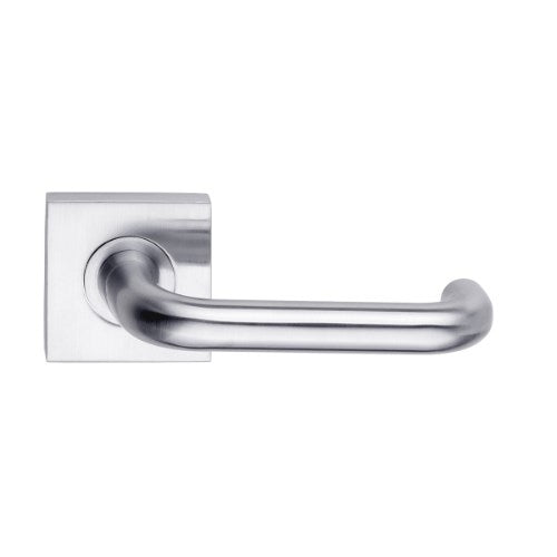 DormaKaba Madinoz Lever 018 door handle with sleek metal finish and ergonomic design on a modern door.