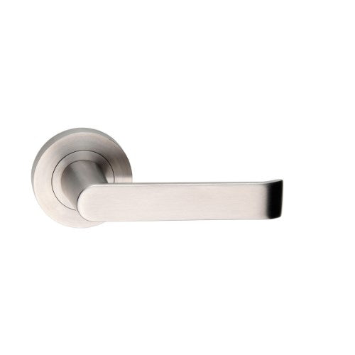 MDZ Lever 20 on Ø53mm Round Rose. 316 Marine Grade (Pair) in Polished Stainless Steel