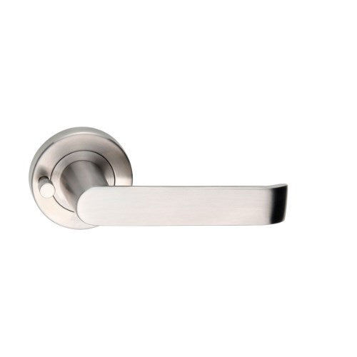 MDZ Lever 20 on Integrated Privacy Ø53 Round Rose, inc. Privacy Latch. 316 Marine Grade (Pair) in Polished Stainless