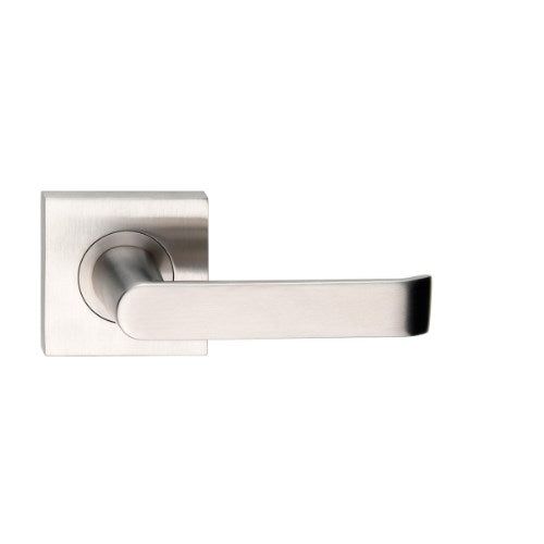 MDZ Lever 20 on 57mm x 57mm Square Rose. 316 Marine Grade (Pair) in Polished Stainless