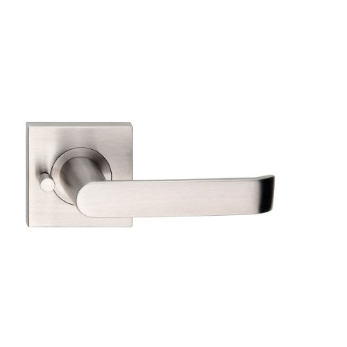 MDZ Lever 20 on Integrated Privacy 57mm x 57mm Square Rose. 316 Marine Grade (Pair) in Polished Stainless