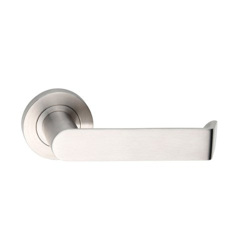 MDZ Lever 21 on Ø53mm Round Rose. 316 Marine Grade (Pair) in Polished Stainless Steel