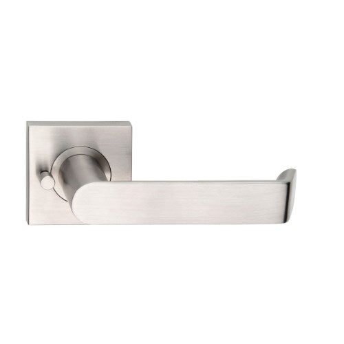 MDZ Lever 21 on Integrated Privacy 57mm x 57mm Square Rose. 316 Marine Grade (Pair) in Polished Stainless Steel