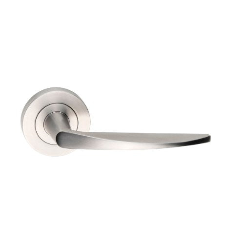 MDZ Lever 25 on Ø53mm Round Rose. 316 Marine Grade (Pair) in Polished Stainless Steel