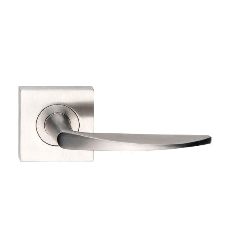 MDZ Lever 25 on 57mm x 57mm Square Rose. 316 Marine Grade (Pair) in Polished Stainless