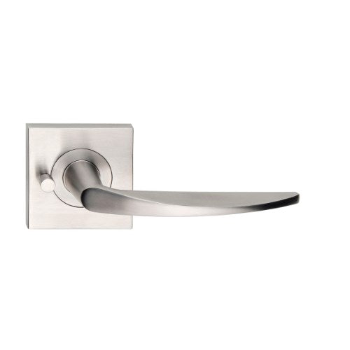 MDZ Lever 25 on Integrated Privacy 57mm x 57mm Square Rose. 316 Marine Grade (Pair) in Polished Stainless