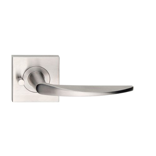 MDZ Lever 25 on Integrated Privacy 57mm x 57mm Square Rose. 316 Marine Grade (Pair) in Polished Stainless Steel