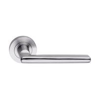 MDZ Lever 27T on Ø53mm Round Rose. 316 Marine Grade (Pair) in Polished Stainless Steel