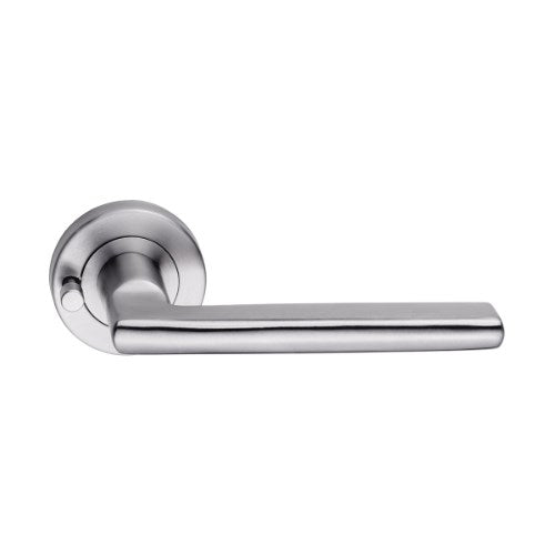 MDZ Lever 27T on Integrated Privacy Ø53 Round Rose, inc. Privacy Latch. 316 Marine Grade (Pair) in Polished Stainless Steel