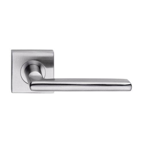 MDZ Lever 27T on 57mm x 57mm Square Rose. 316 Marine Grade (Pair) in Polished Stainless Steel