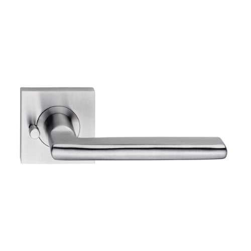 MDZ Lever 27T on Integrated Privacy 57mm x 57mm Square Rose. 316 Marine Grade (Pair) in Polished Stainless