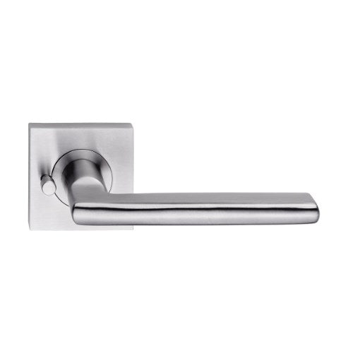 MDZ Lever 27T on Integrated Privacy 57mm x 57mm Square Rose. 316 Marine Grade (Pair) in Polished Stainless Steel
