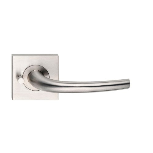 MDZ Lever 32 on Integrated Privacy 57mm x 57mm Square Rose. 316 Marine Grade (Pair) in Polished Stainless