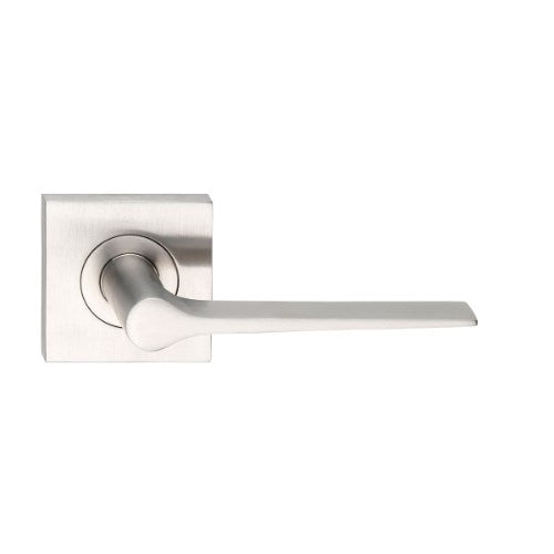 MDZ Lever 34 on 57mm x 57mm Square Rose. 316 Marine Grade (Pair) in Polished Stainless