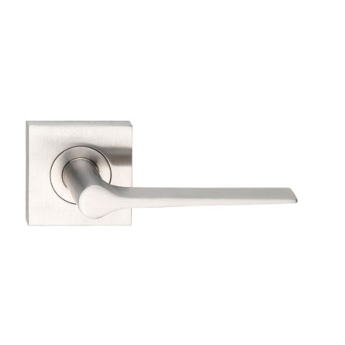 MDZ Lever 34 on 57mm x 57mm Square Rose. 316 Marine Grade (Pair) in Polished Stainless Steel