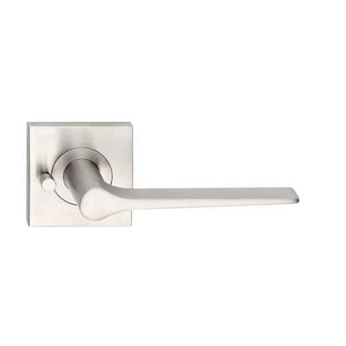 MDZ Lever 34 on Integrated Privacy 57mm x 57mm Square Rose. 316 Marine Grade (Pair) in Polished Stainless