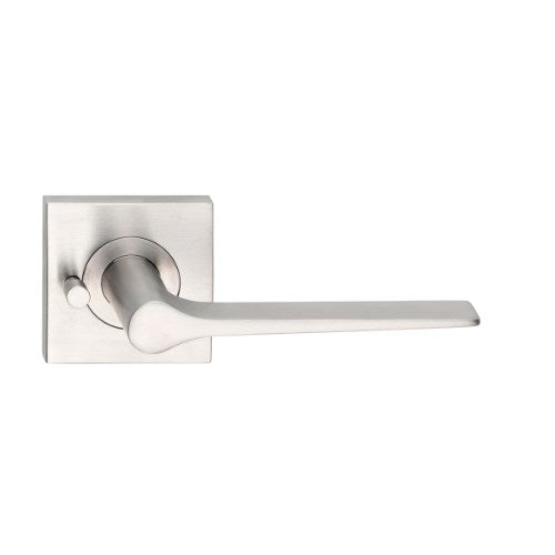 MDZ Lever 34 on Integrated Privacy 57mm x 57mm Square Rose. 316 Marine Grade (Pair) in Polished Stainless Steel