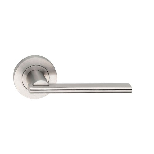 MDZ Lever 36 on Ø53mm Round Rose. 316 Marine Grade (Pair) in Polished Stainless