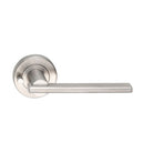 MDZ Lever 36 on Integrated Privacy Ø53 Round Rose, inc. Privacy Latch. 316 Marine Grade (Pair) in Polished Stainless Steel