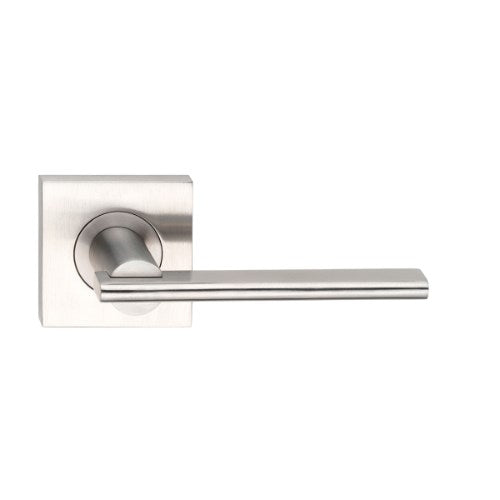 MDZ Lever 36 on 57mm x 57mm Square Rose. 316 Marine Grade (Pair) in Polished Stainless