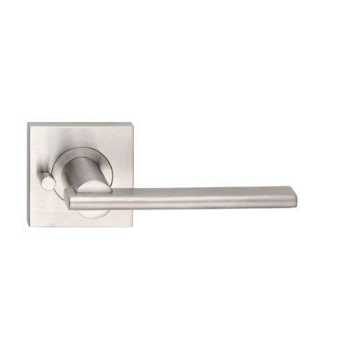 MDZ Lever 36 on Integrated Privacy 57mm x 57mm Square Rose. 316 Marine Grade (Pair) in Polished Stainless Steel