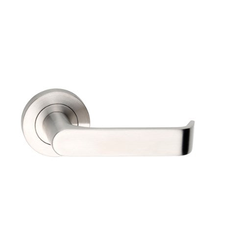 MDZ Lever 37 on Ø53mm Round Rose. 316 Marine Grade (Pair) in Satin Stainless
