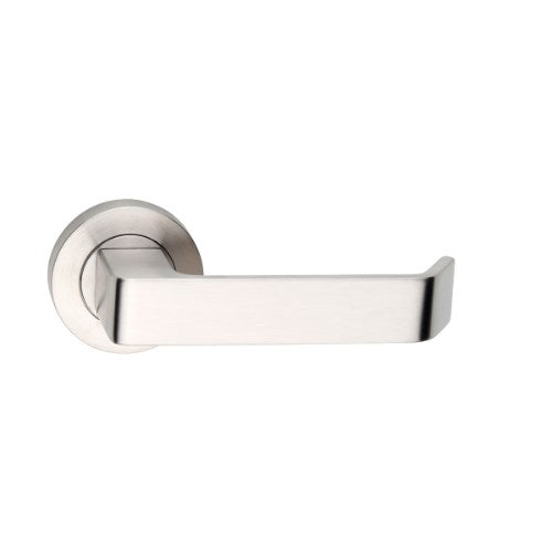 MDZ Lever 39 on Ø53mm Round Rose. 316 Marine Grade (Pair) in Polished Stainless Steel
