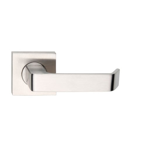 MDZ Lever 39 on 57mm x 57mm Square Rose. 316 Marine Grade (Pair) in Polished Stainless